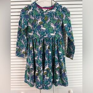 Monsoon size 9-10 Enchanted Unicorn long sleeve Dress in Blue and Green